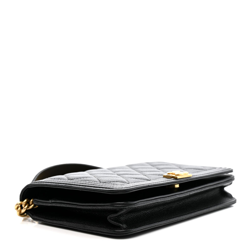 Chanel Caviar Quilted Boy Wallet On Chain WOC Black