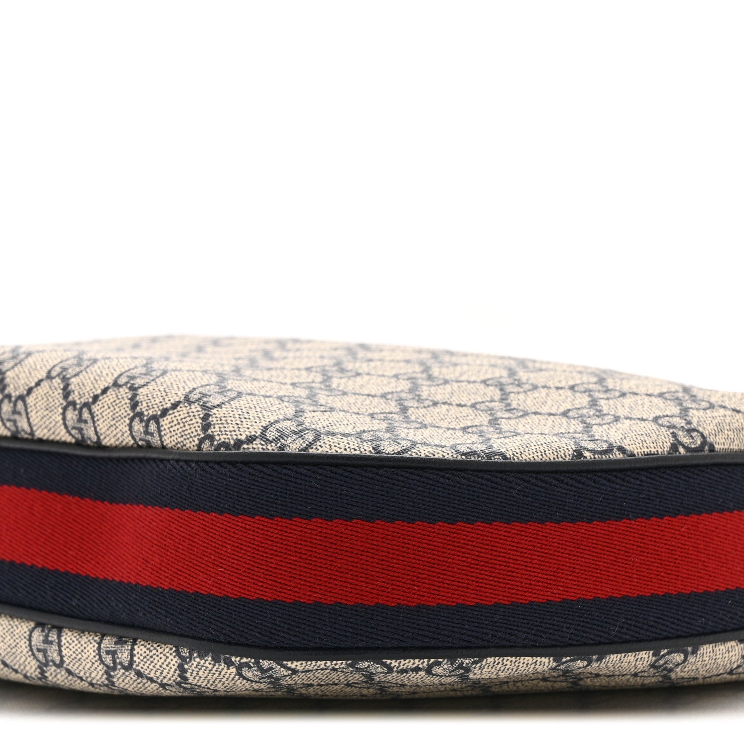 Gucci GG Supreme Monogram Textured Calfskin Web Small Attache Shoulder Bag Beige Blue