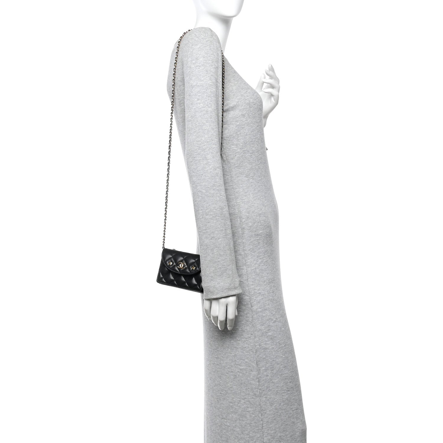 Chanel Caviar Quilted Clutch With Chain Black