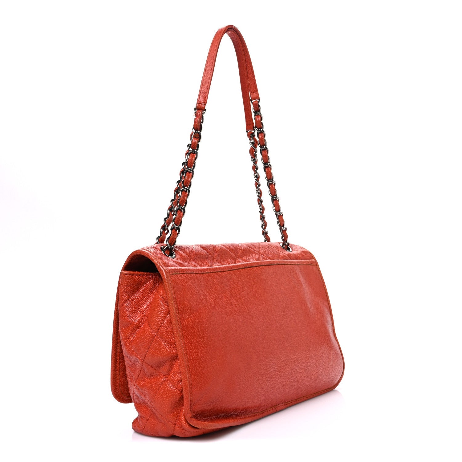 Chanel Grained Calfskin Large Natural Beauty Flap Orange