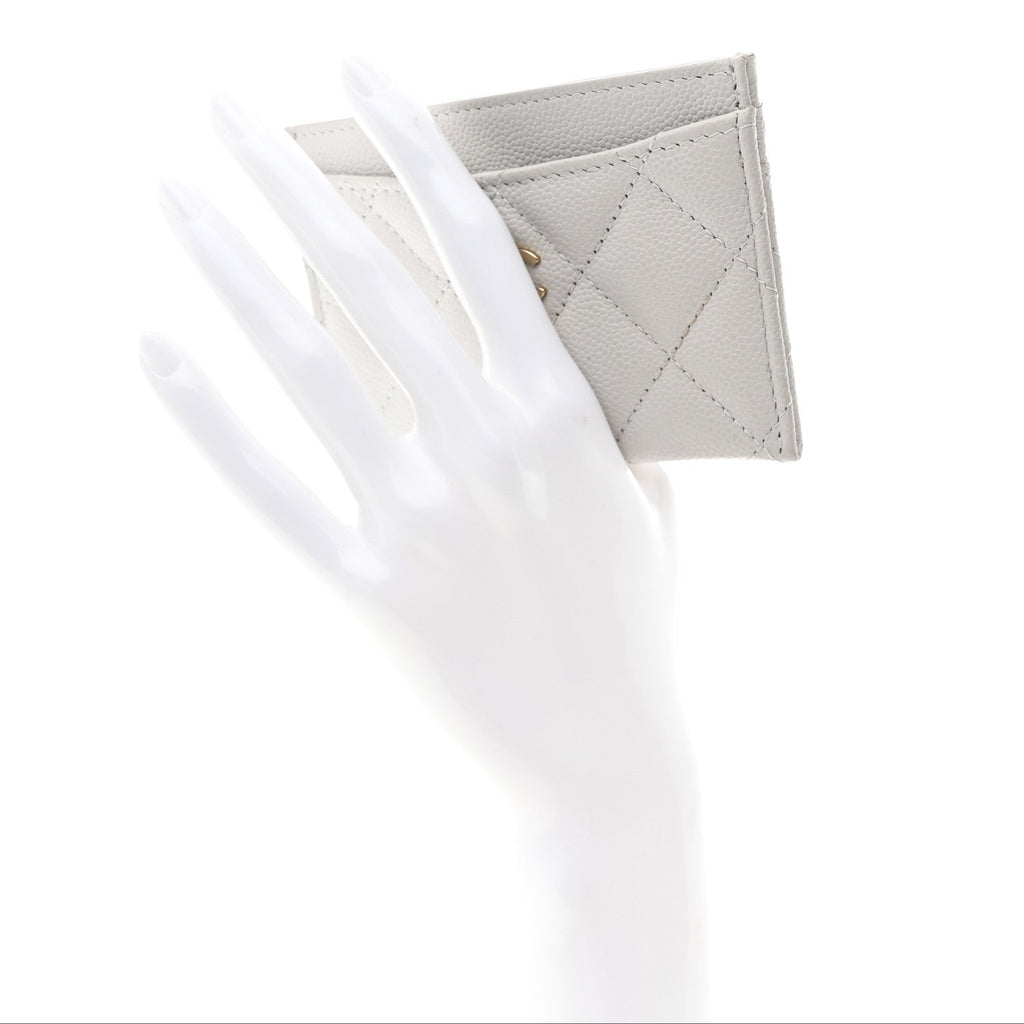 Caviar Quilted Card Holder Grey