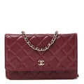 Chanel Lambskin Quilted Wallet On Chain WOC Burgundy