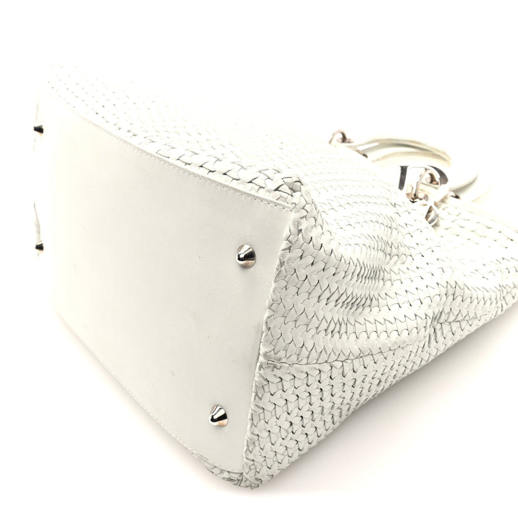 Christian Dior Lambskin Woven Dior Tote White