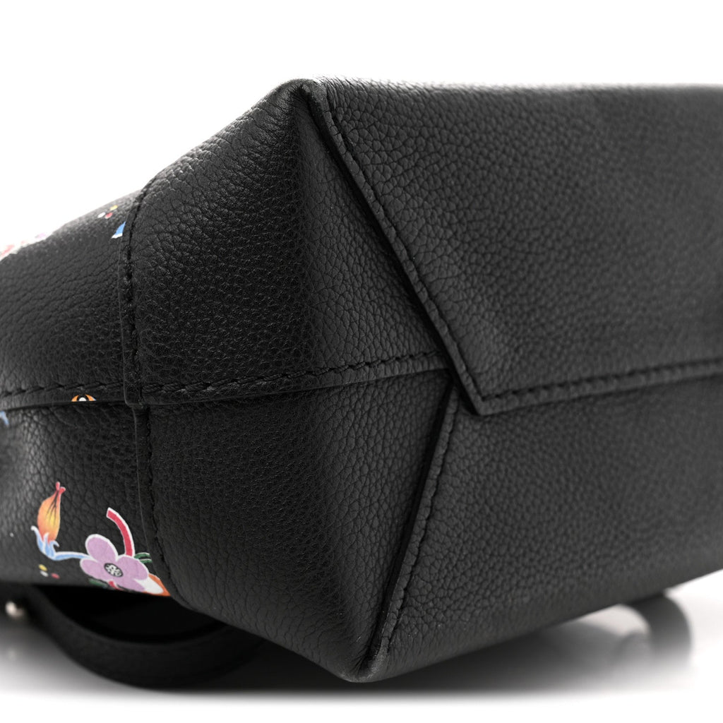 Louis Vuitton Calfskin Flower Lockme Mini Backpack Black Multicolor