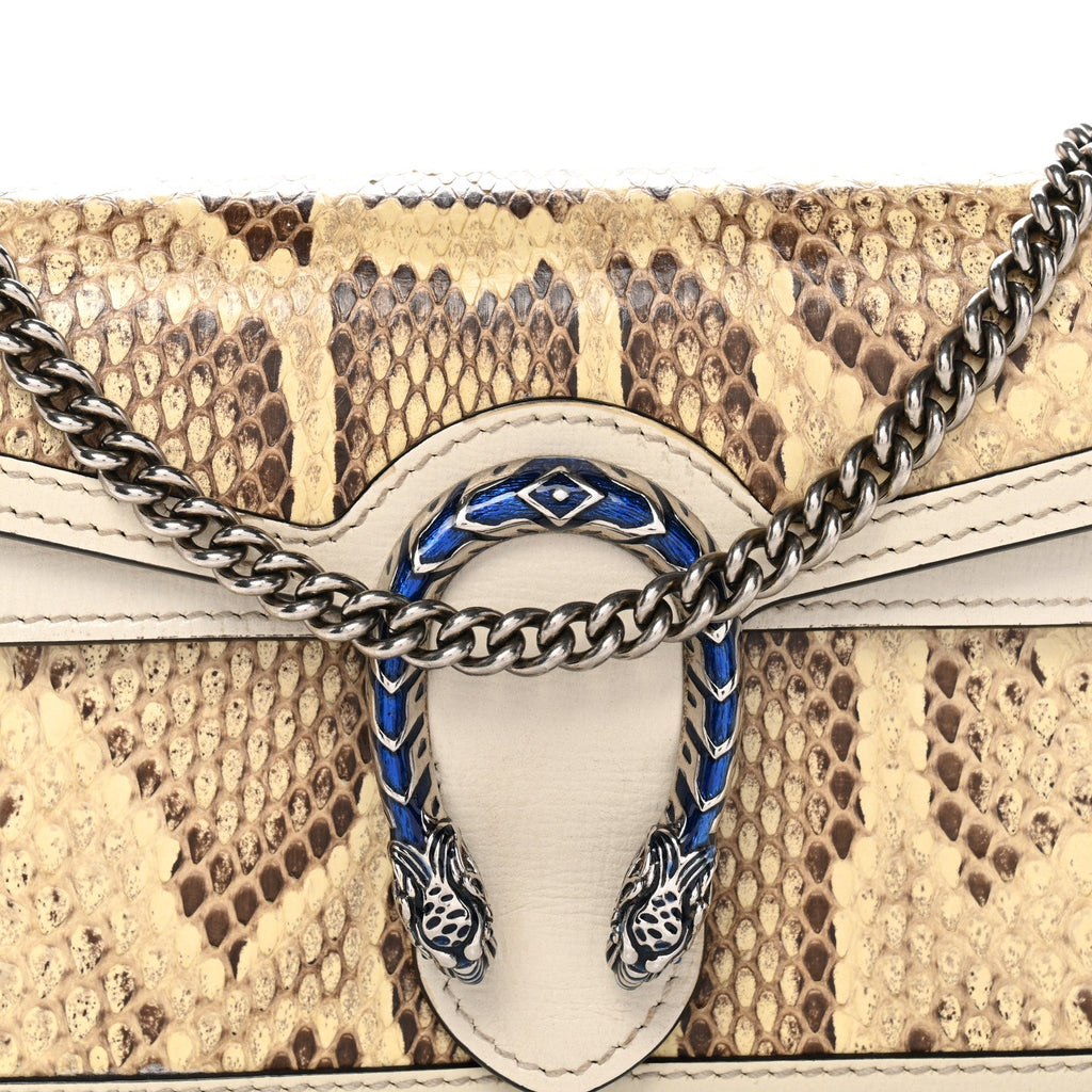 Gucci Snakeskin Azalea Calfskin Enamel Super Mini Dionysus Shoulder Bag New Rock White Electric Blue