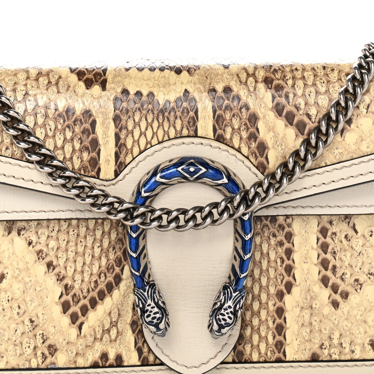 Gucci Snakeskin Azalea Calfskin Enamel Super Mini Dionysus Shoulder Bag New Rock White Electric Blue