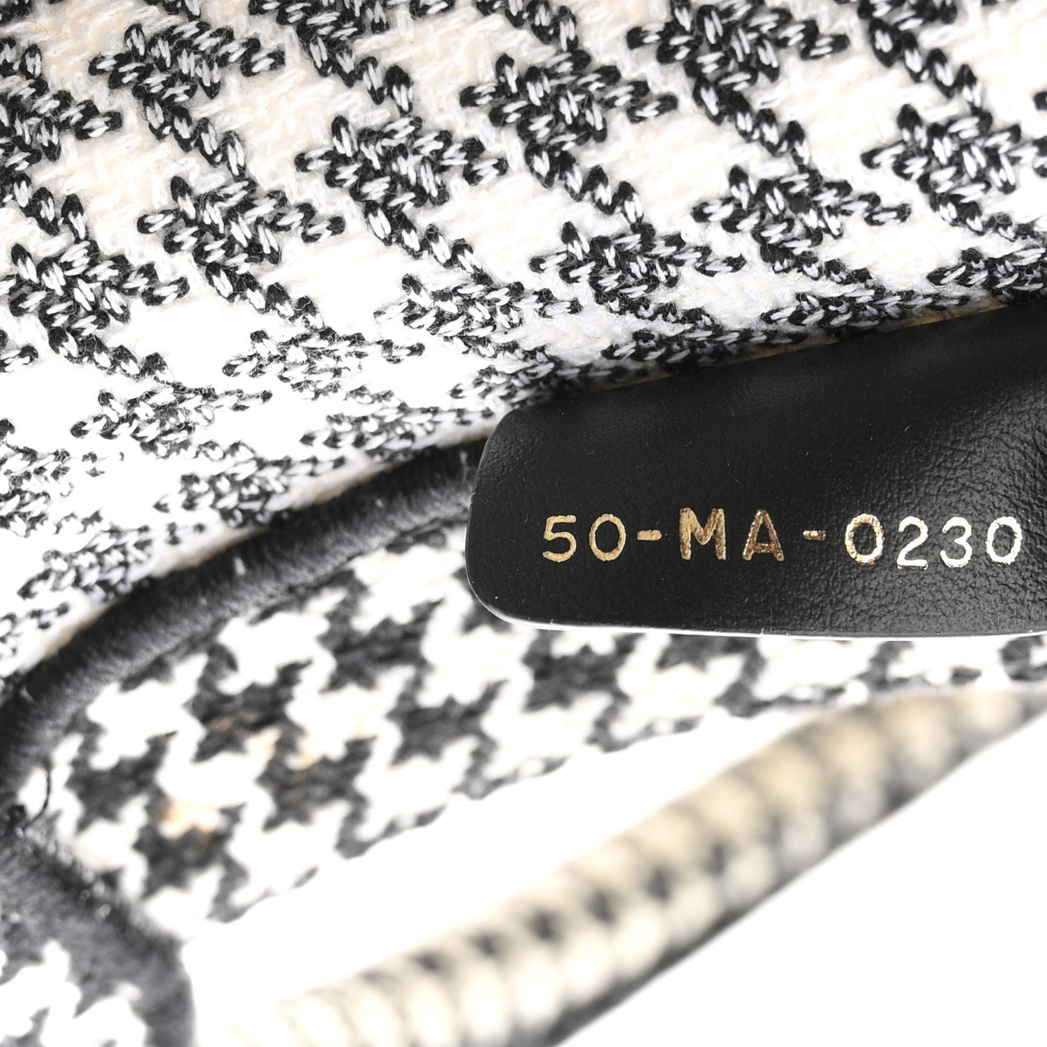Christian Dior Canvas Houndstooth Embroidered Medium Book  Black White