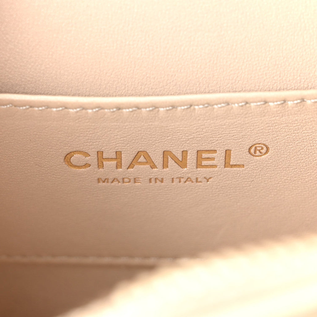 Chanel Calfskin Chevron Quilted Small Medal Flap White