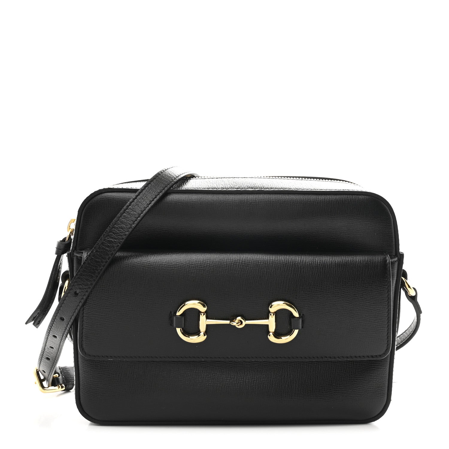Gucci Textured Calfskin Small Horsebit 1955 Shoulder Bag Black