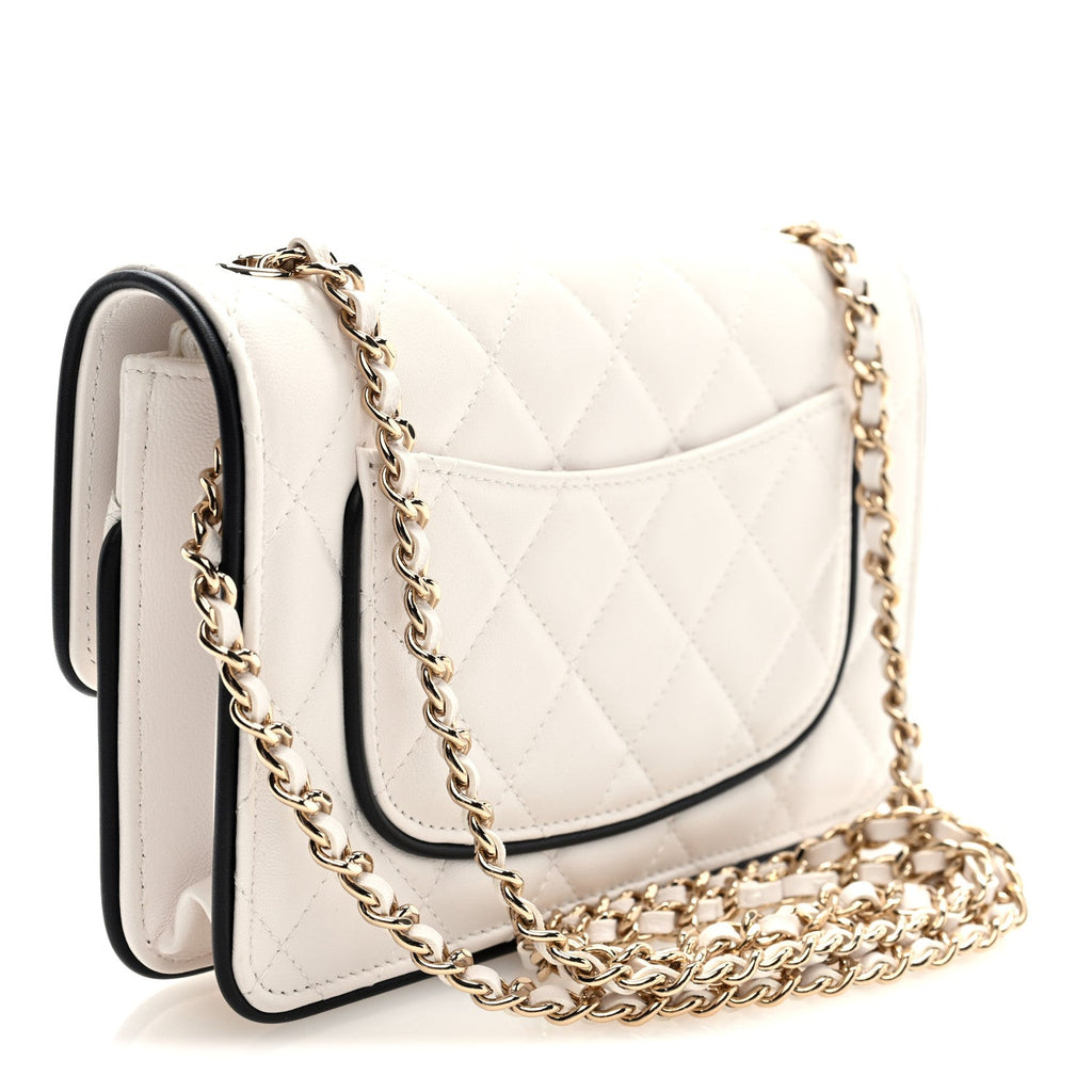 Chanel Lambskin Quilted Resin CC Mini Flap Bag White Black