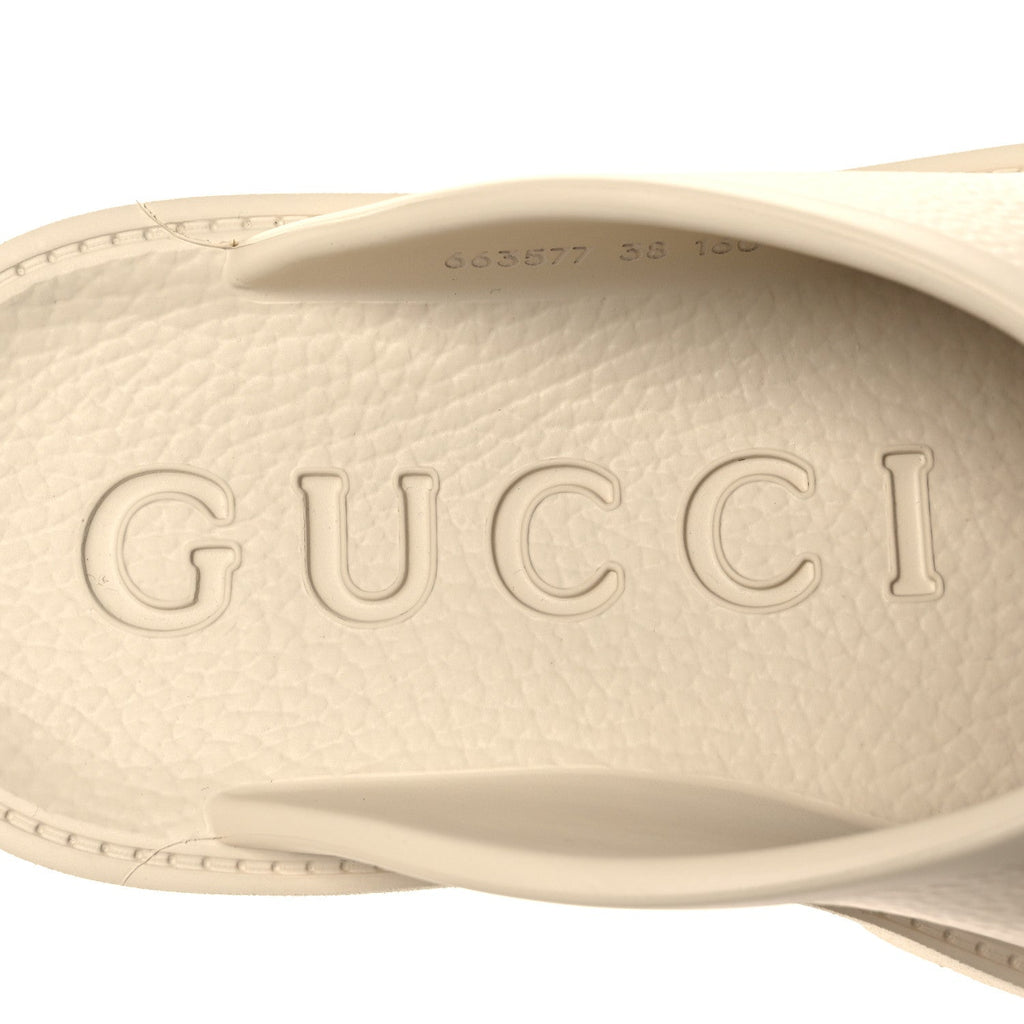 Gucci Rubber Monogram GG Go Through Platform Slide Clogs 38 Mystic White