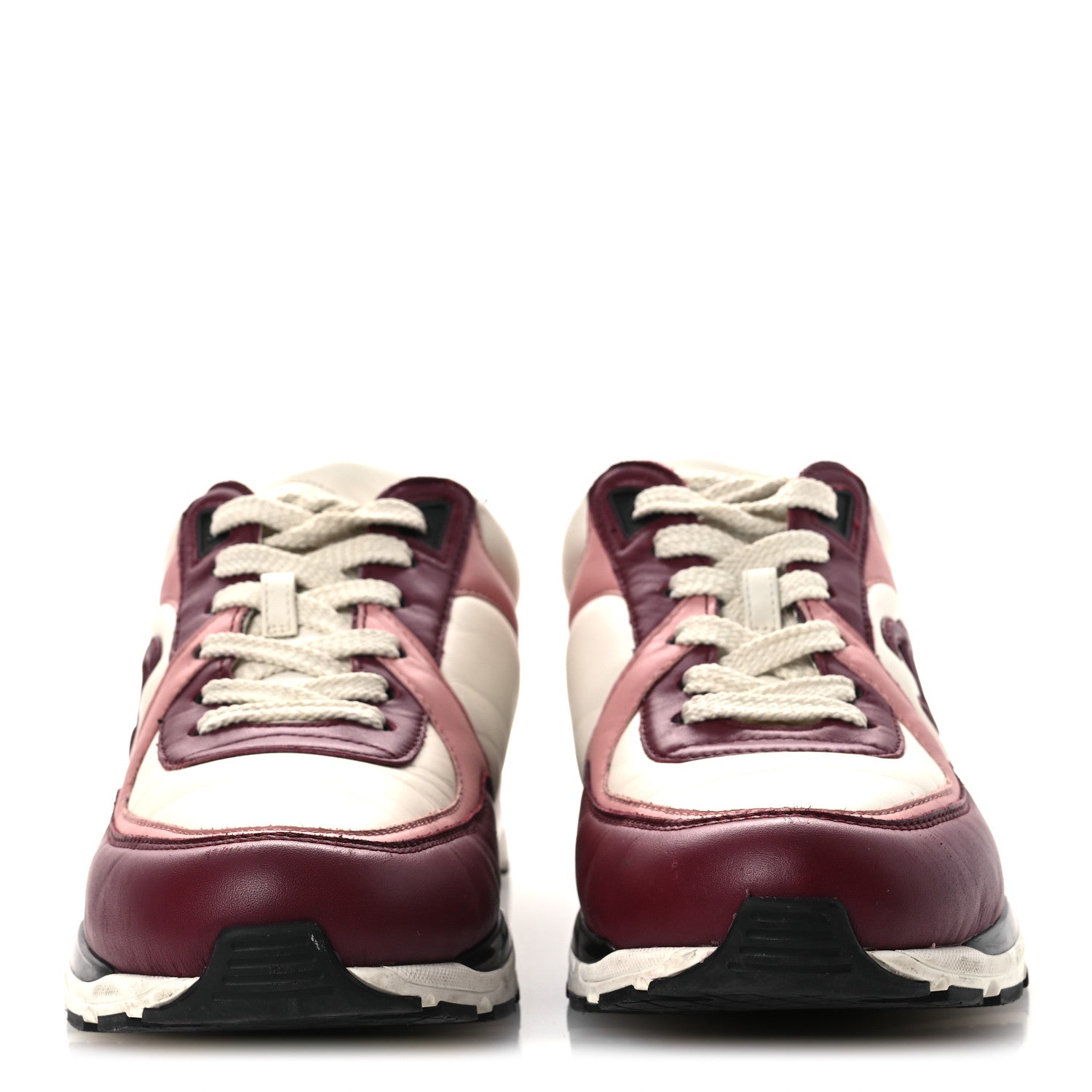 Calfskin CC Sneakers 38.5 Light Burgundy White Pink
