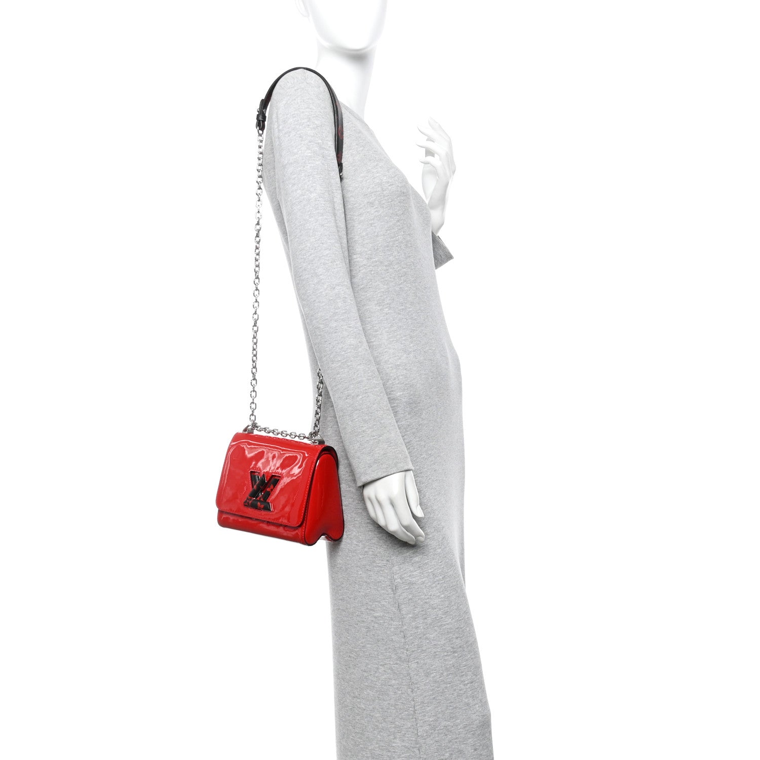Louis Vuitton Patent Monogram Infrarouge Twist Shoulder Bag PM Coquelicot