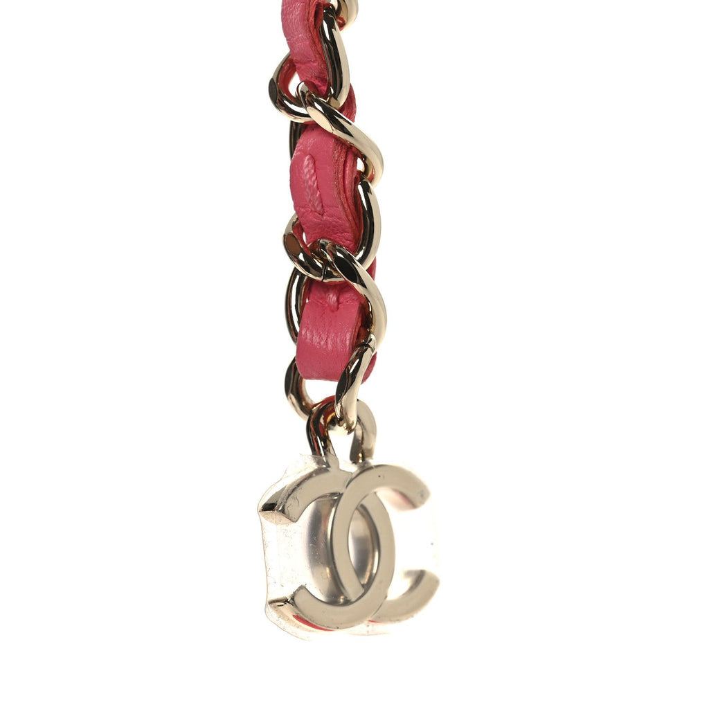 Chanel Lambskin Quilted CC In Love Heart Waist Belt Bag With Chain Pink