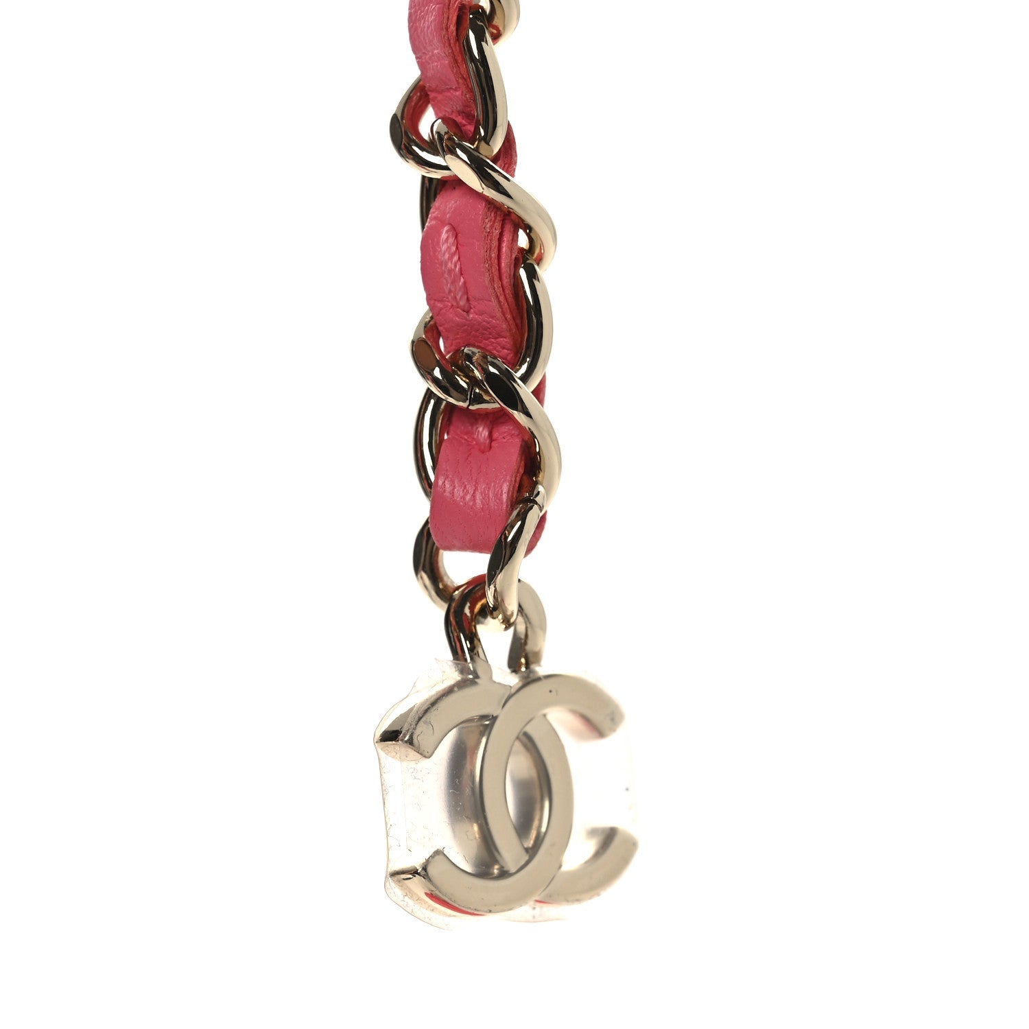 Chanel Lambskin Quilted CC In Love Heart Waist Belt Bag With Chain Pink