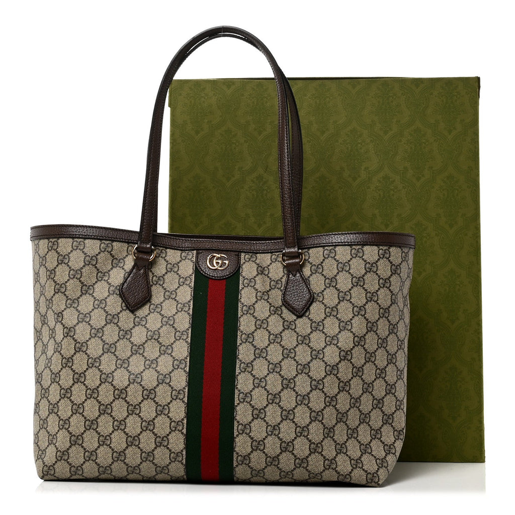 Gucci GG Supreme Monogram Medium Ophidia Shopping Tote Brown