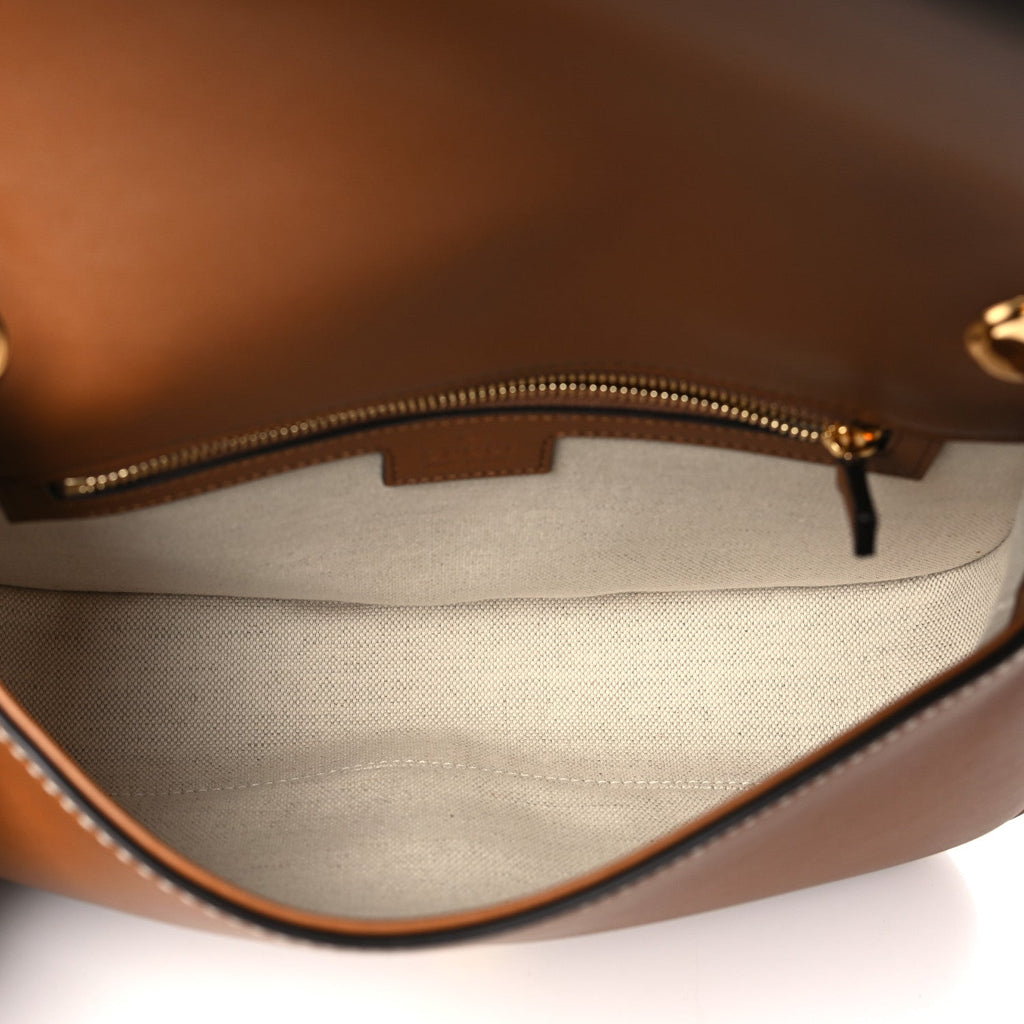 Gucci Roxy Calfskin Medium Blondie Top Handle Bag Brown