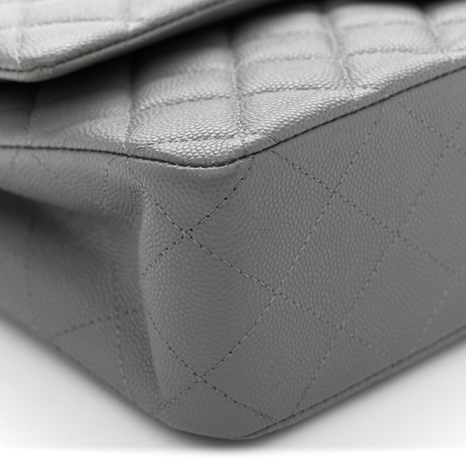Chanel Caviar Quilted Medium Double Flap Grey