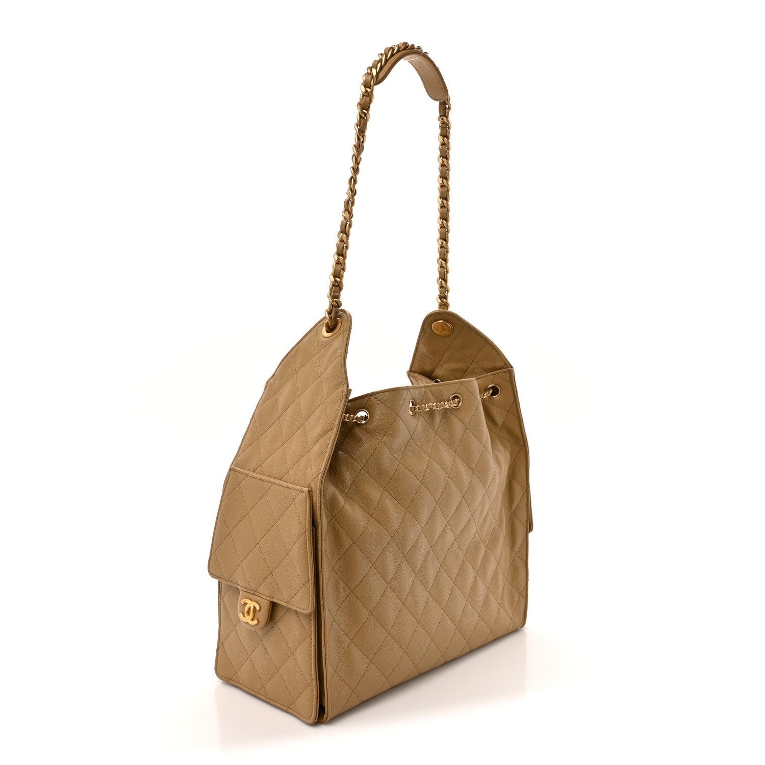 Chanel Caviar Quilted Medium Chanel 25 Handbag Dark Beige