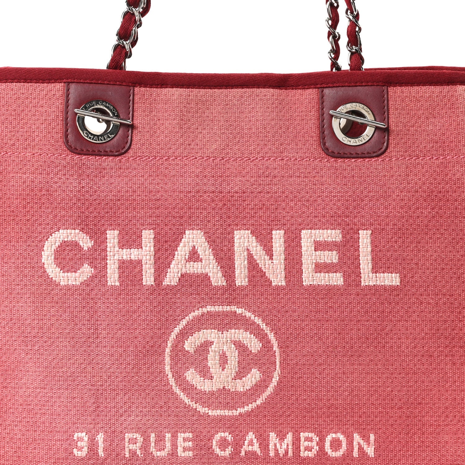 Chanel Canvas Small Deauville Tote Red