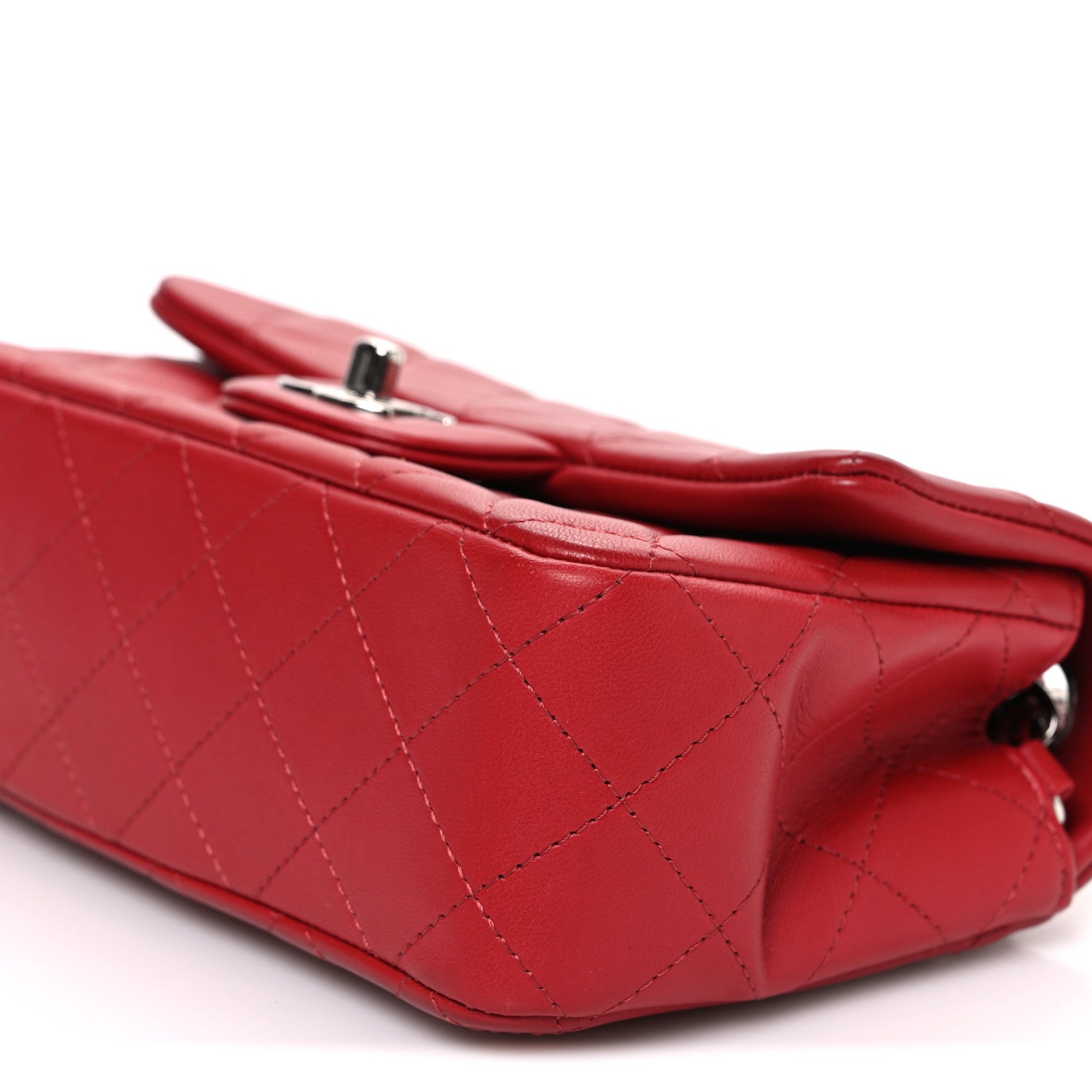 Chanel Lambskin Quilted Mini Rectangular Flap Red