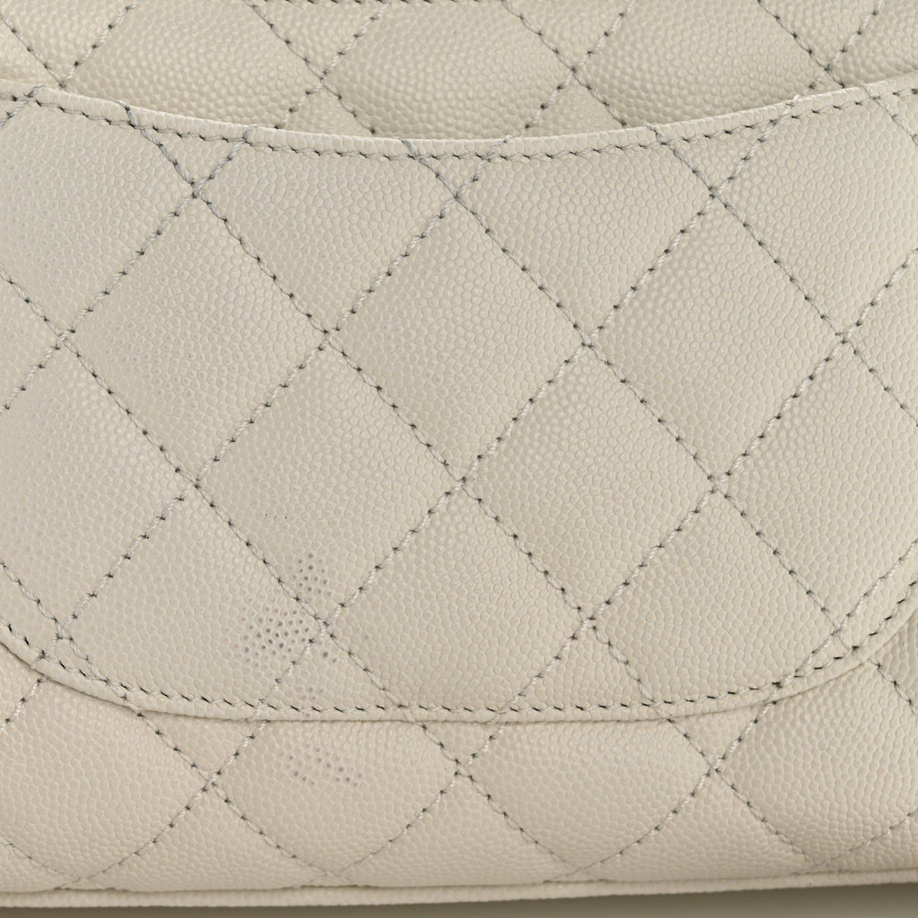 Chanel Caviar Quilted Mini Coco Handle Flap White