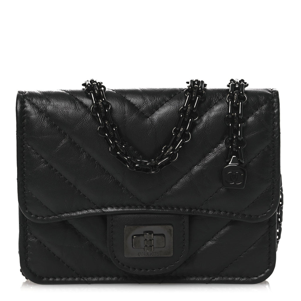 Chanel Aged Calfskin Chevron Quilted Reissue Belt Bag So Black