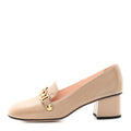 Gucci Malaga Kid Sylvie Web Chain Mid Heel Loafers 39.5 Mud
