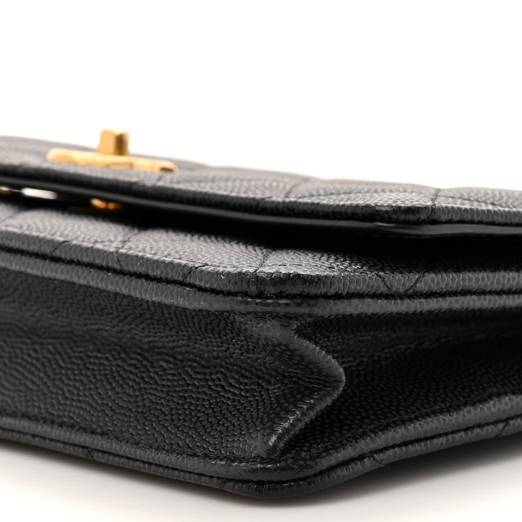 Chanel Caviar Quilted CC Turnlock Charm Wallet On Chain WOC Black