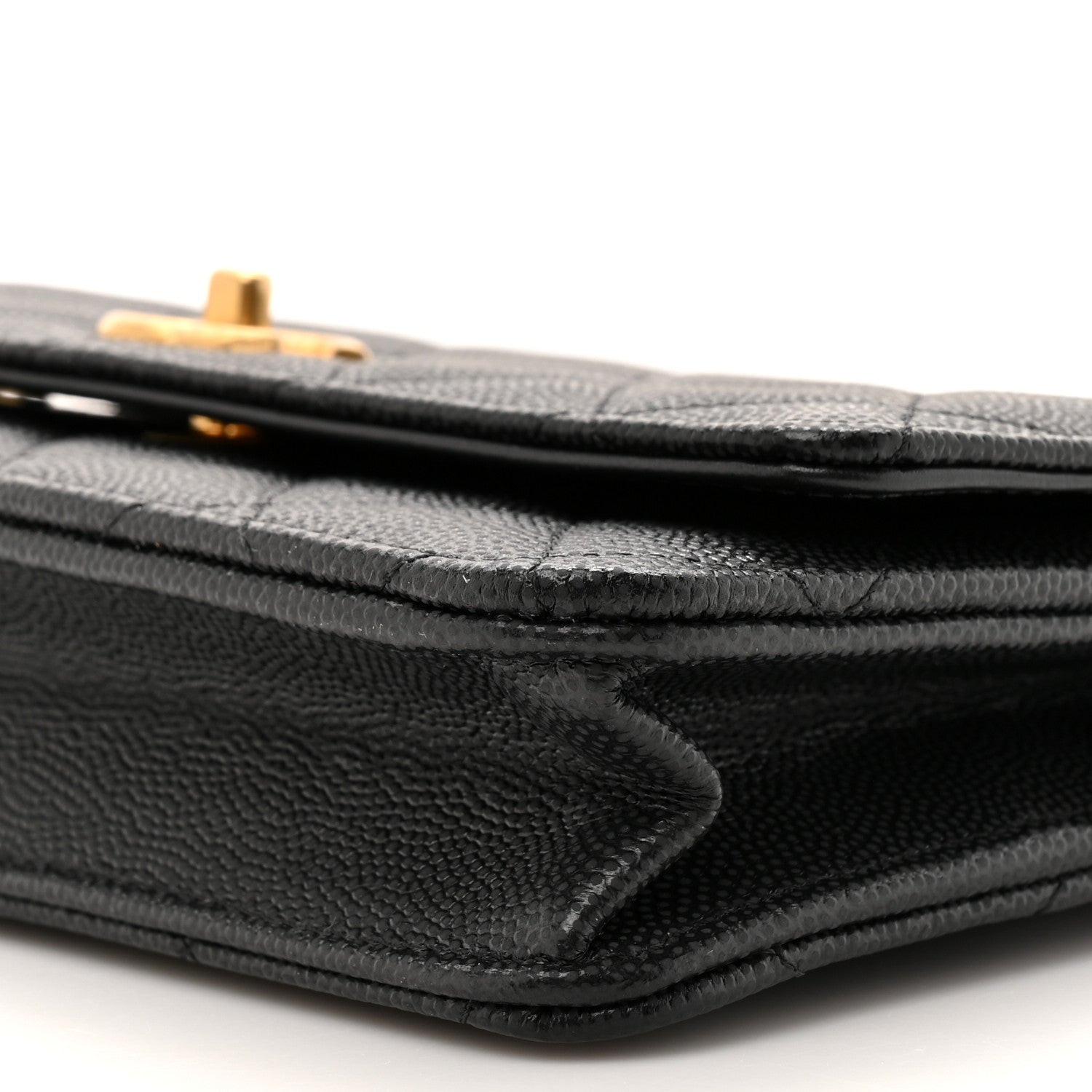 Chanel Caviar Quilted CC Turnlock Charm Wallet On Chain WOC Black
