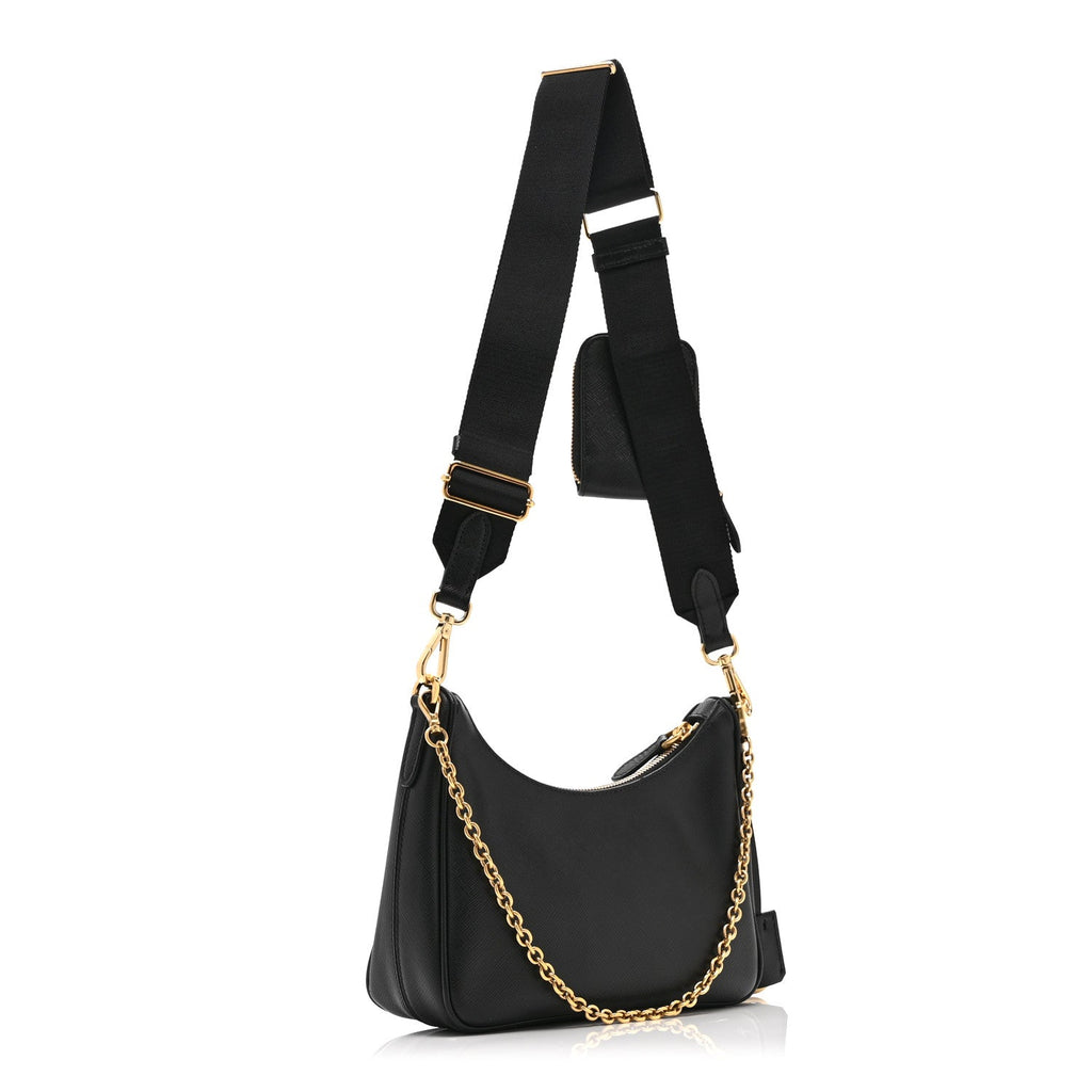 Prada Saffiano Lux Re-Edition 2005 Shoulder Bag Black