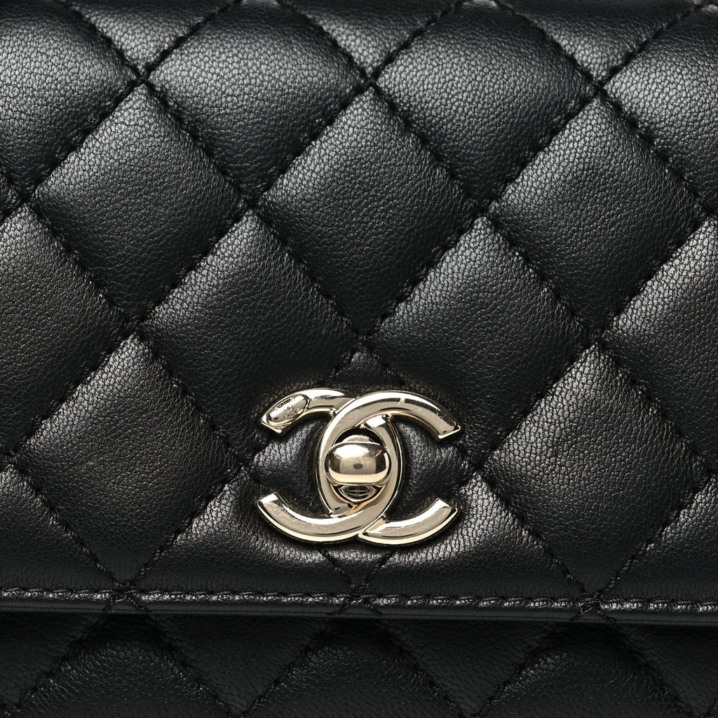 Chanel Goatskin Quilted Rainbow Extra Mini Coco Handle Flap Black