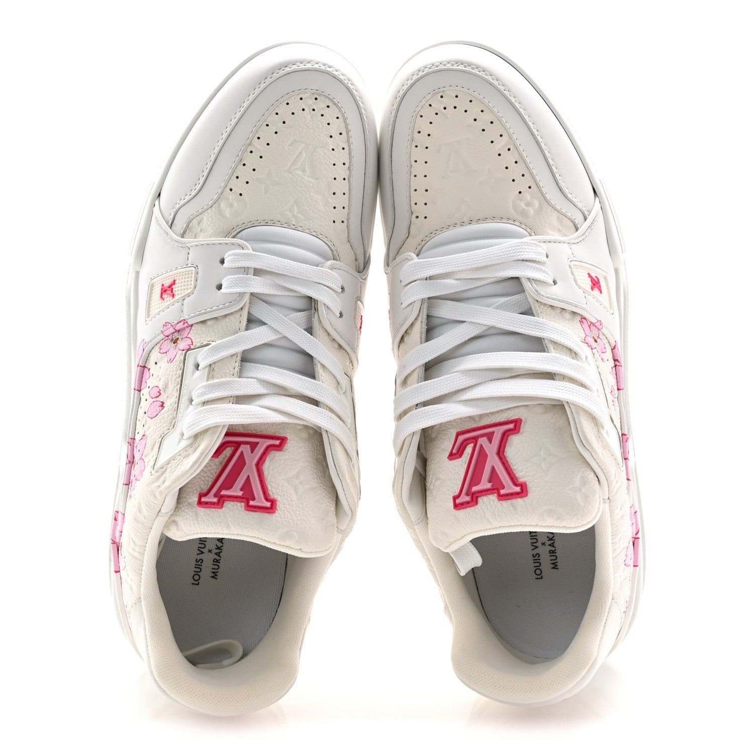 Louis Vuitton LV X TM Embossed Monogram Cherry Blossom LV Trainer Sneakers 41 White