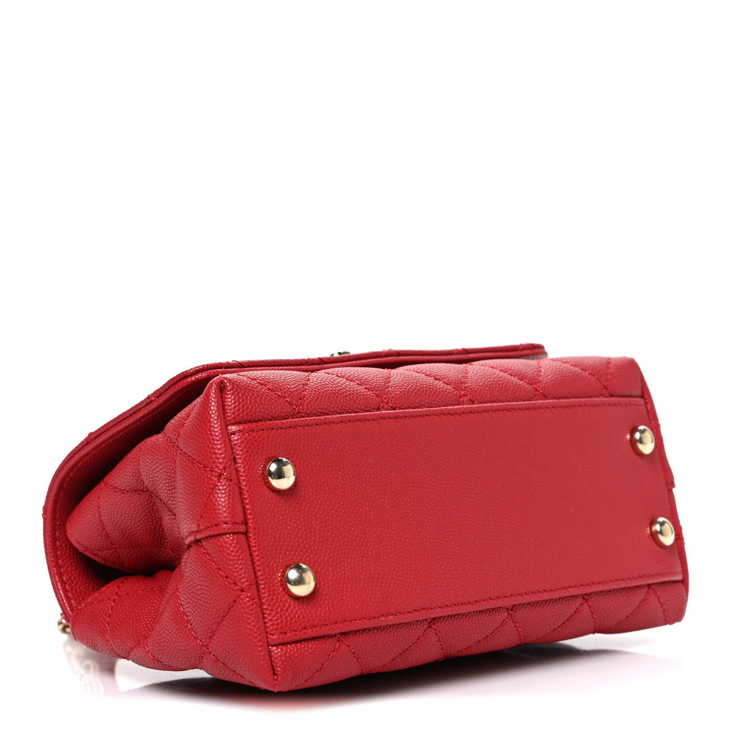 Chanel Caviar Quilted Extra Mini Coco Handle Flap Red