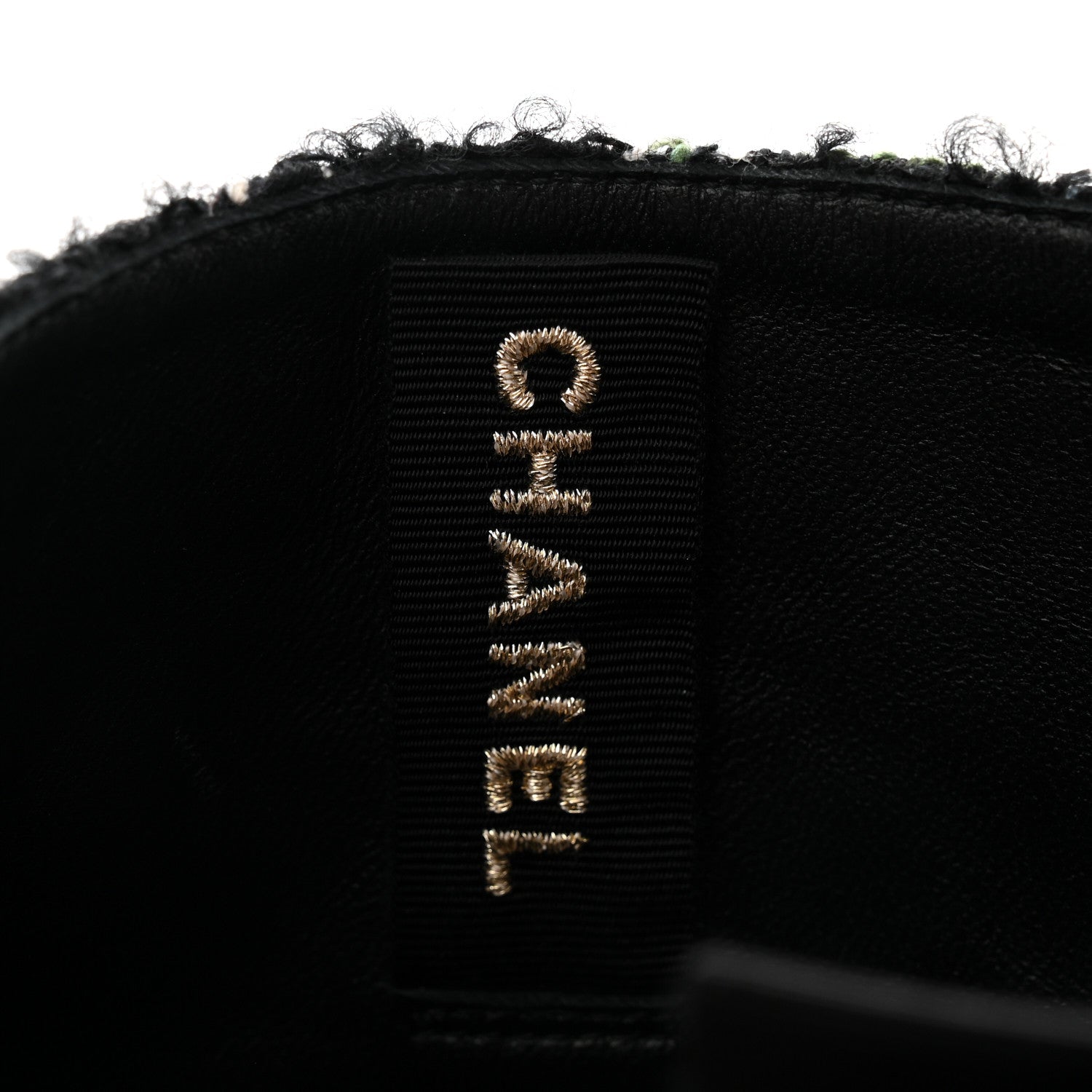 Chanel Wool Tweed Calfskin Cap Toe High Boots 38.5 Black Multicolor
