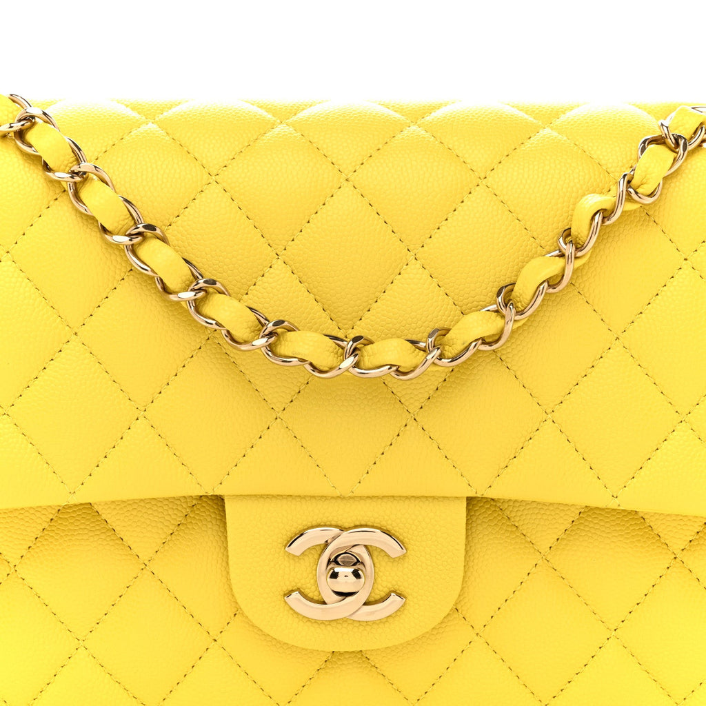 Chanel Caviar Quilted Medium Double Flap Yellow