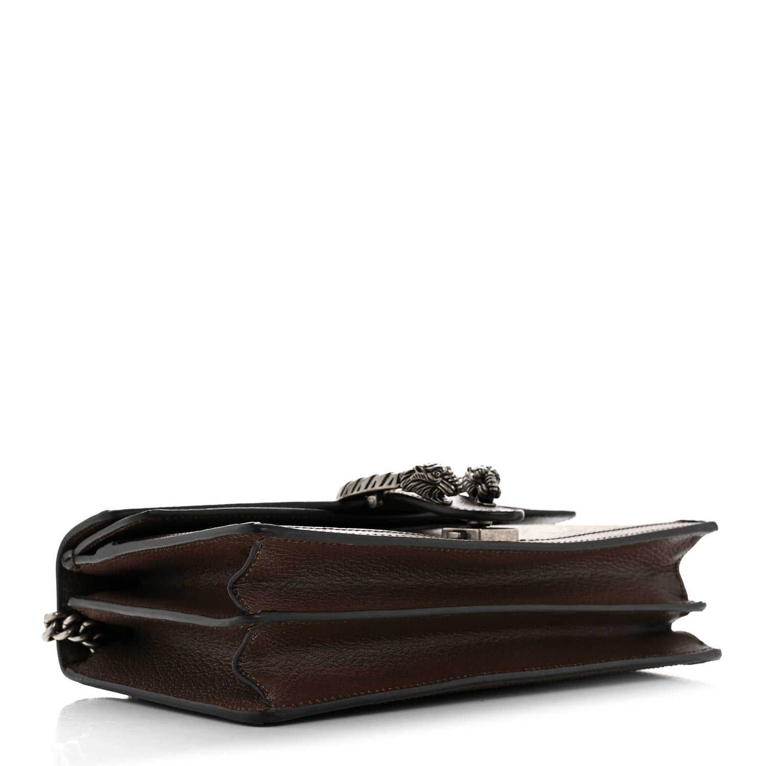 Gucci GG Supreme Monogram Textured Dollar Calfskin Top Handle Dionysus Shoulder Bag Beige Ebony New Acero