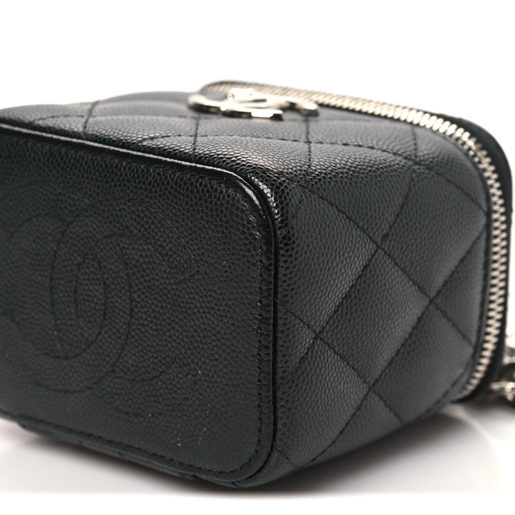 Chanel Caviar Quilted Mini Vanity Case With Chain Black