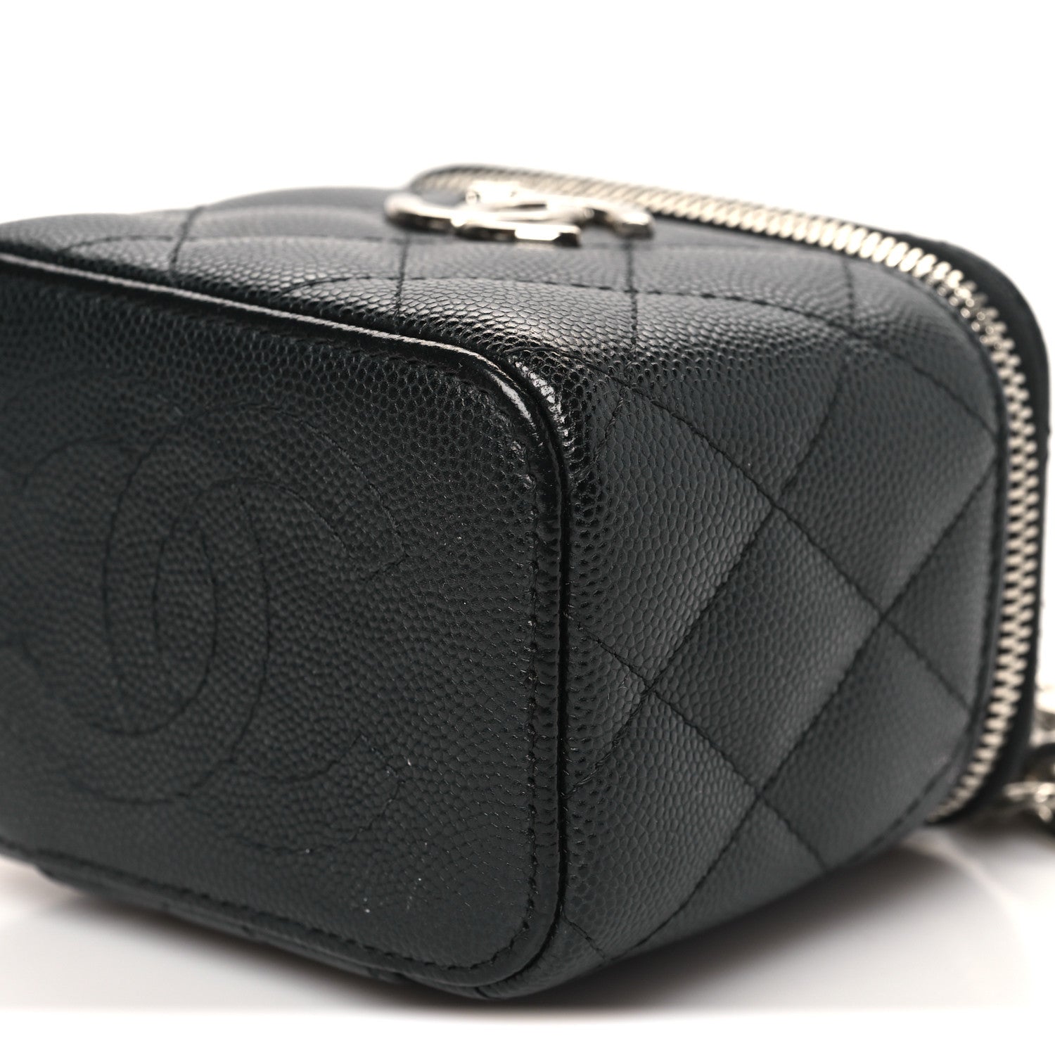 Chanel Caviar Quilted Mini Vanity Case With Chain Black