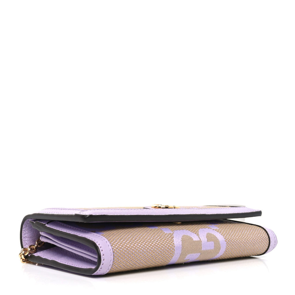 Gucci Monogram Jumbo GG Textured Dollar Calfskin Ophidia Continental Wallet On Chain Beige Lapis