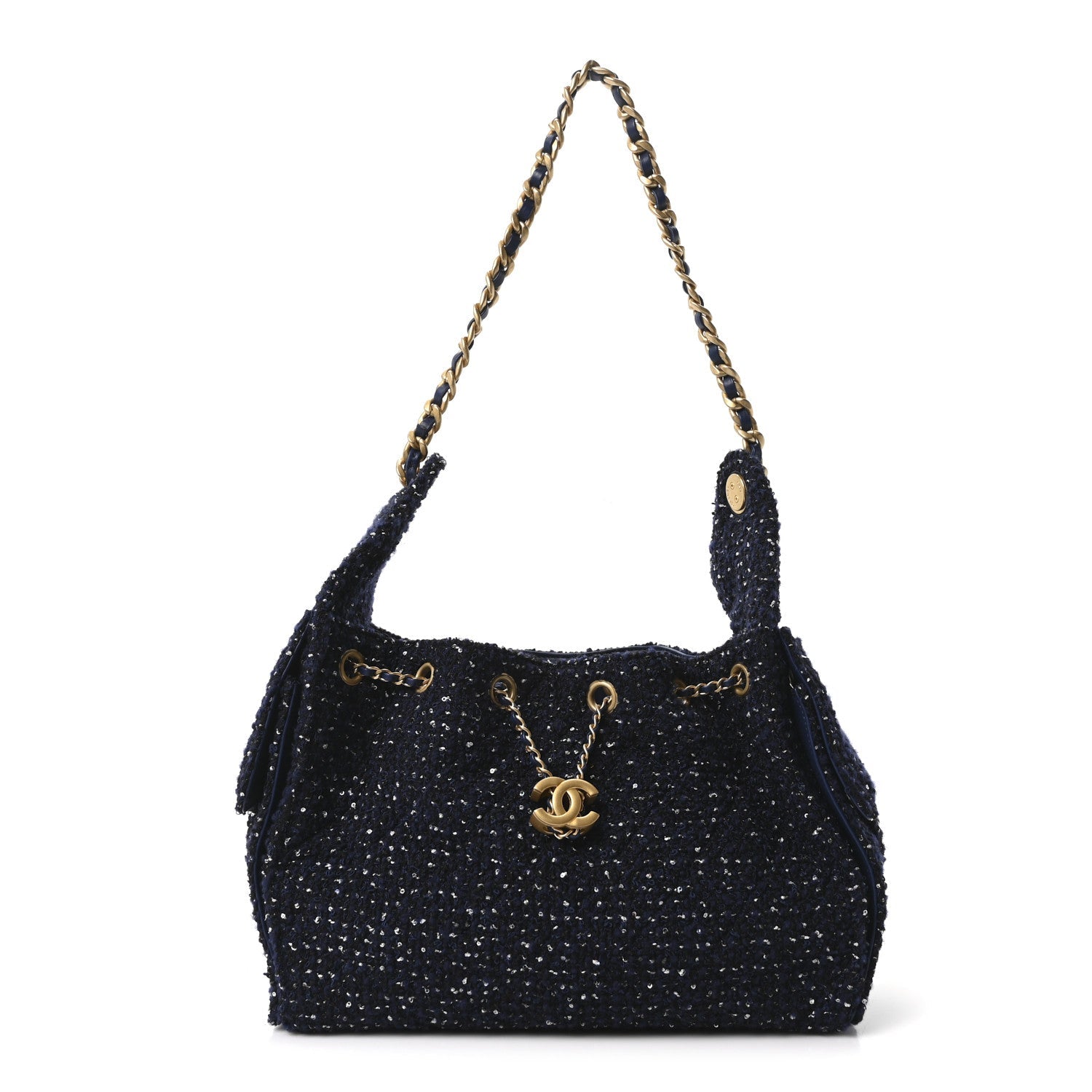 Chanel Tweed Quilted Small Chanel 25 Handbag Blue