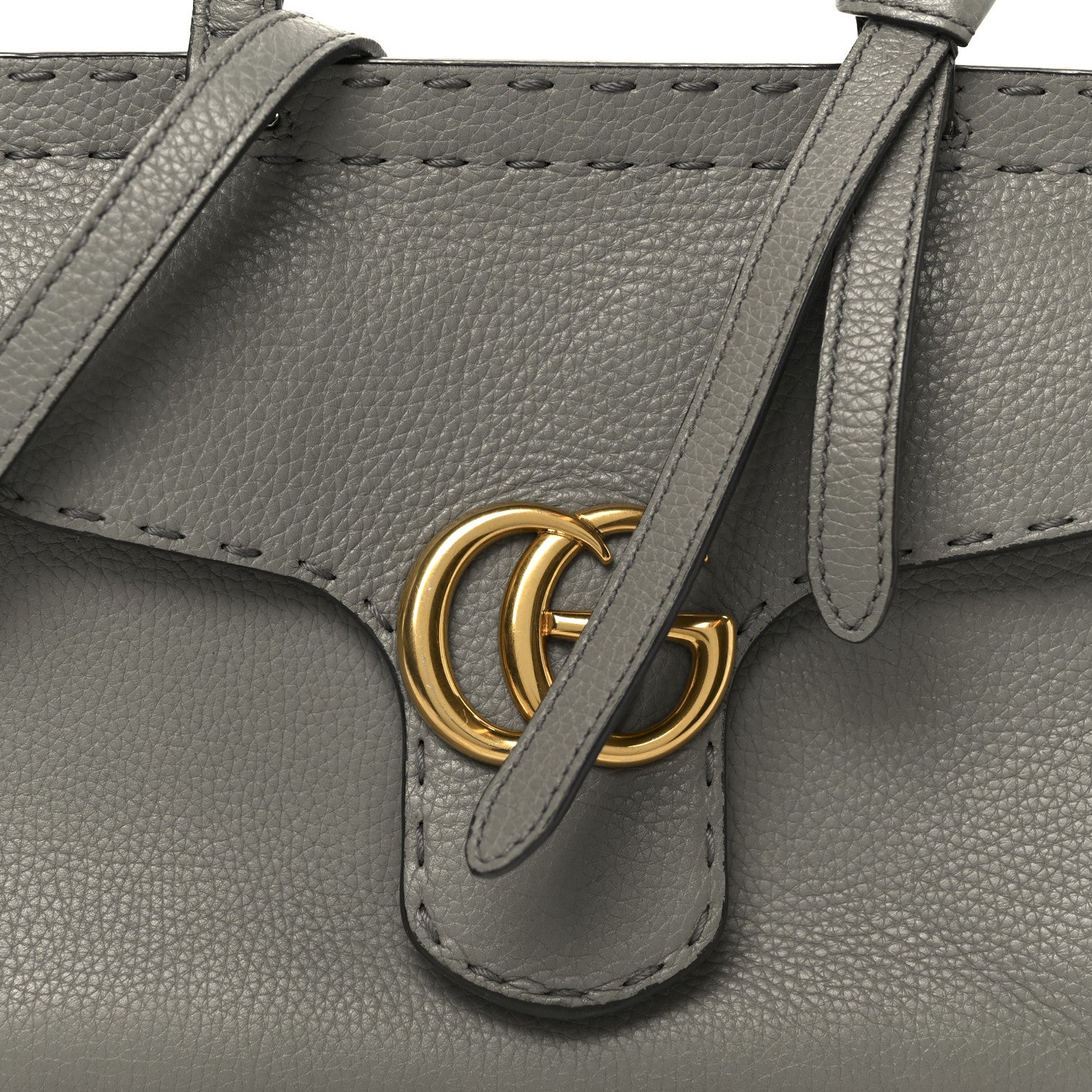 Gucci Cellarius Calfskin Mini GG Marmont Top Handle Bag Deep Grey