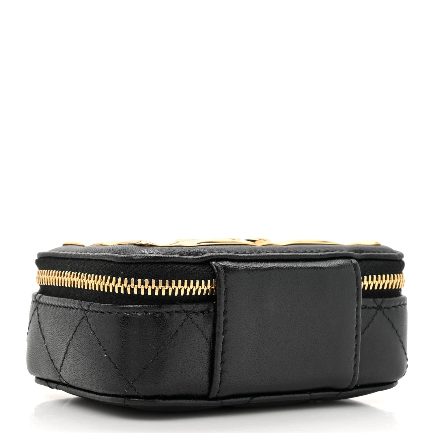 Chanel Lambskin Quilted Mini Golden Plate Clutch With Chain Black