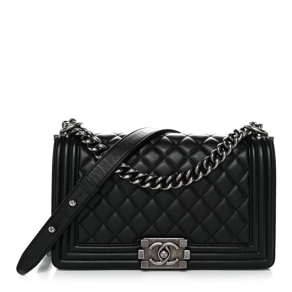 Chanel Lambskin Quilted Medium Boy Flap Black