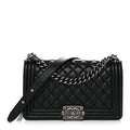 Chanel Lambskin Quilted Medium Boy Flap Black
