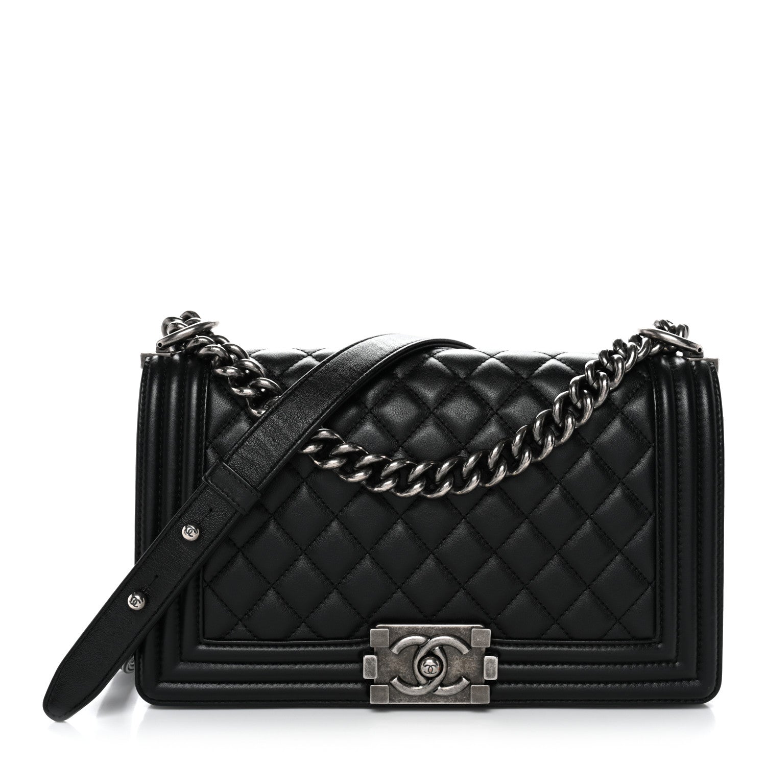 Chanel Lambskin Quilted Medium Boy Flap Black