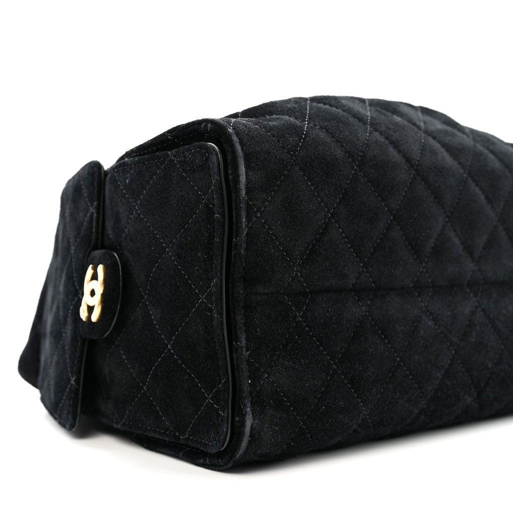 Chanel Suede Quilted Small Chanel 25 Handbag Black
