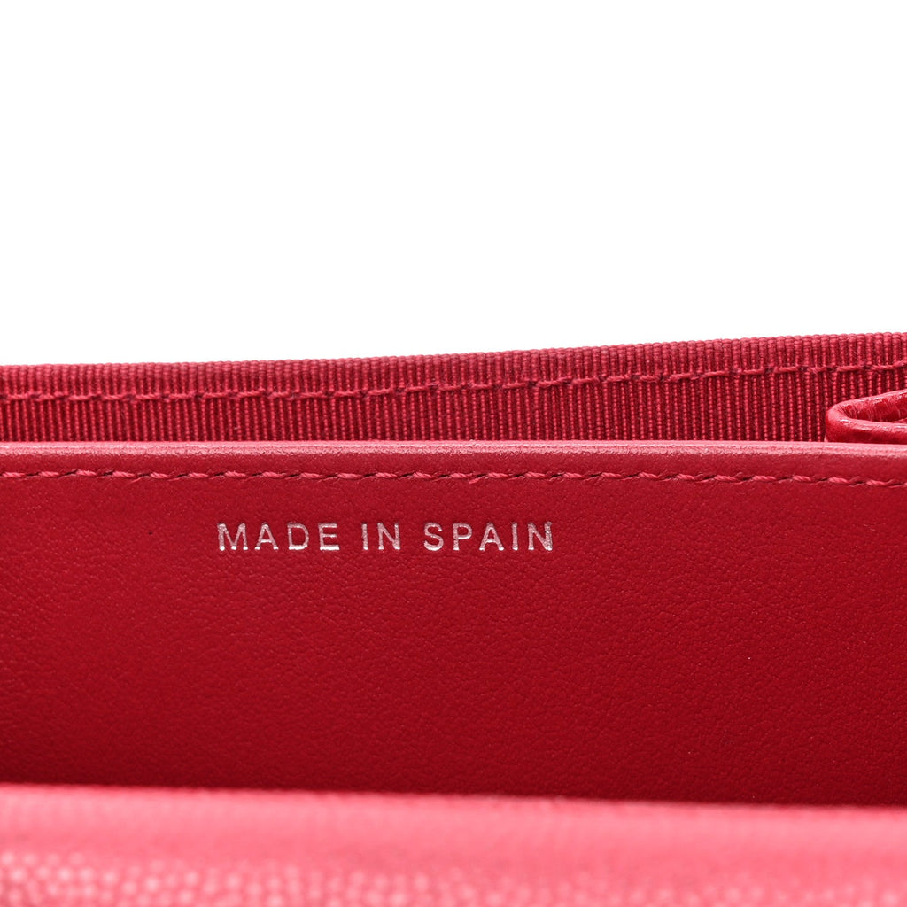 Caviar Quilted Flap Card Holder Wallet Red