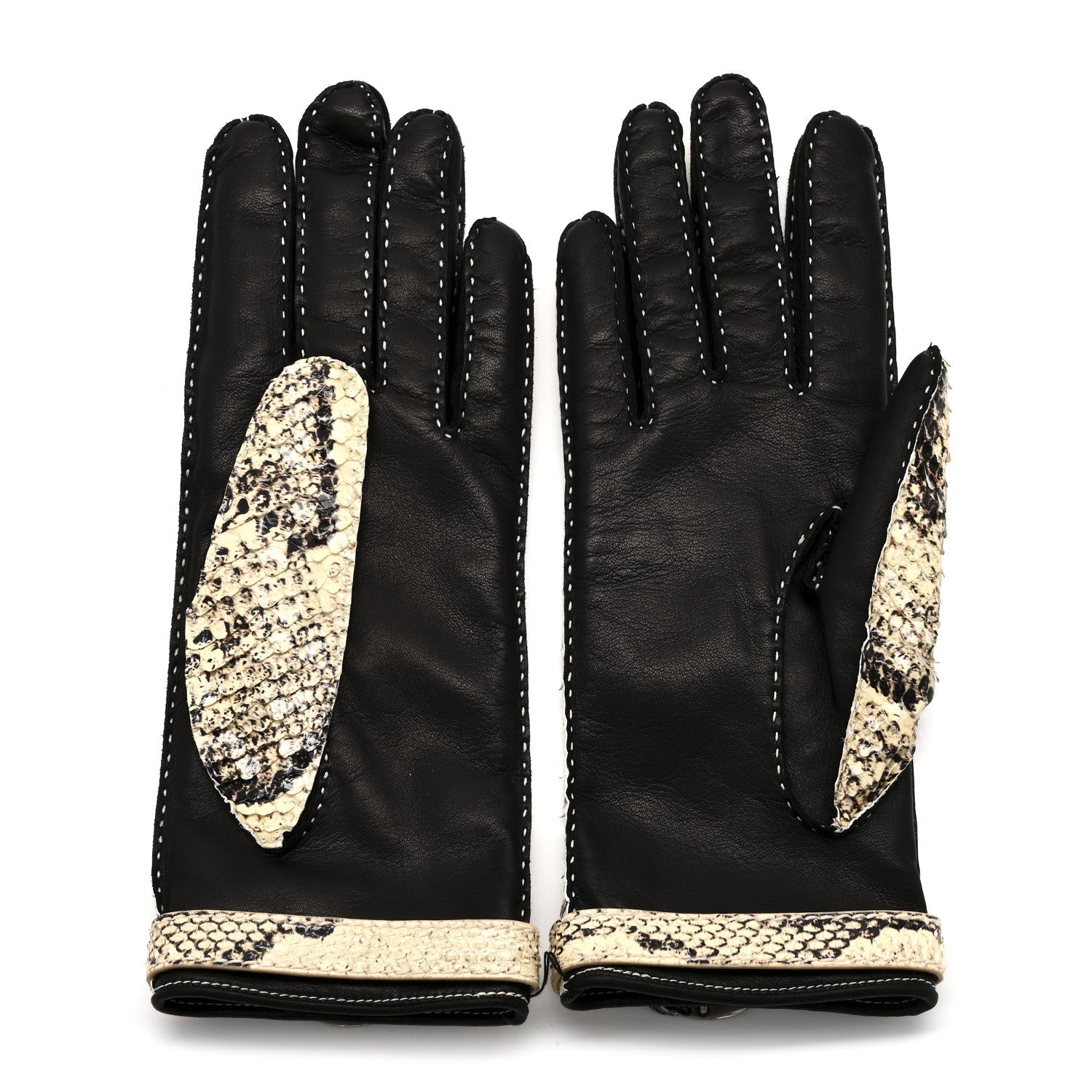 Gucci Snakeskin Lambskin Dionysus Gloves 7.5 Beige
