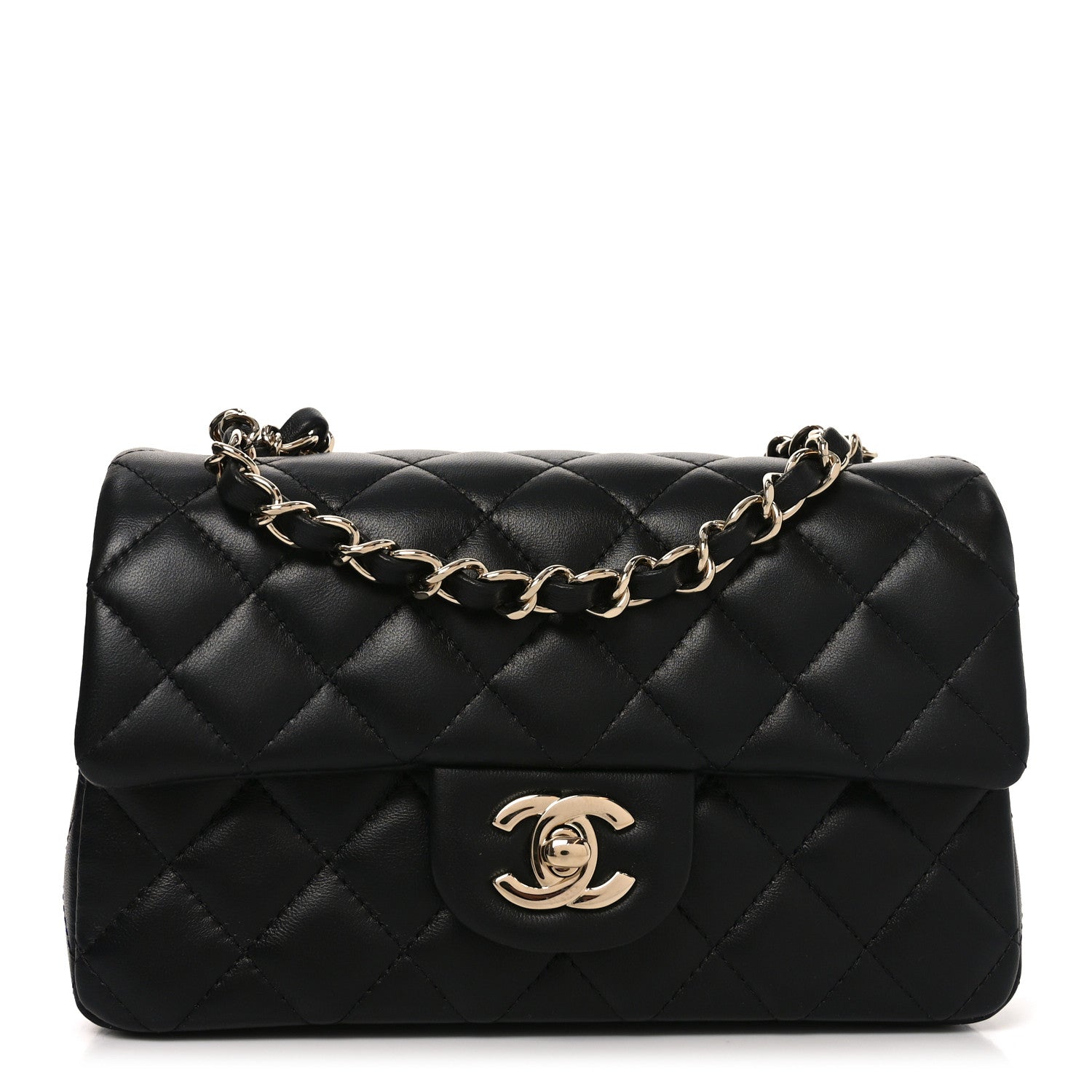 Chanel Lambskin Quilted Mini Rectangular Flap Black